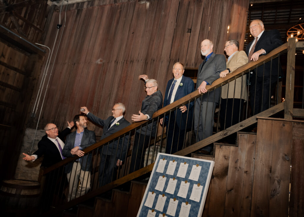 Guests pose for a funny photo at a wedding reception in Piqua, Ohio.